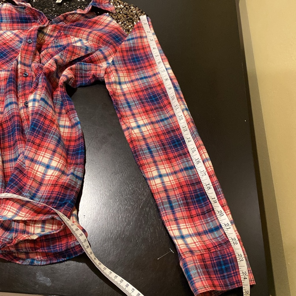 Express Flannel Shirt with Sequins Size Small - Picture 7 of 7